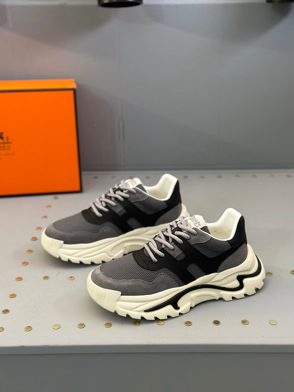 HM Men's Sneaker Grey Black Mesh Calfskin 541267