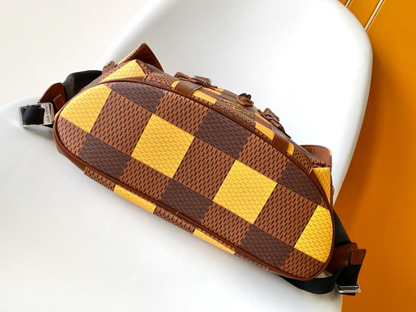ZAINO CHRISTOPHER 48 IN TELA DAMIER GIALLA MARRONE