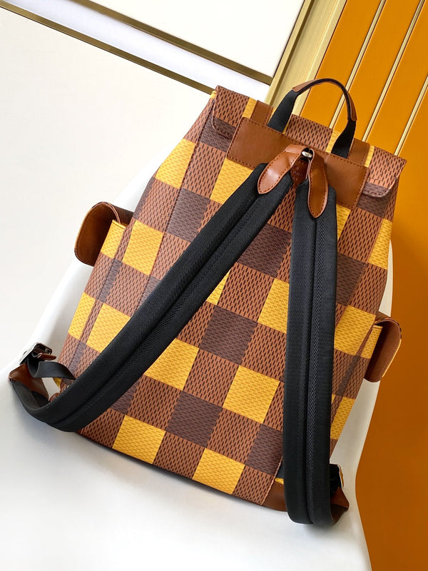 ZAINO CHRISTOPHER 48 IN TELA DAMIER GIALLA MARRONE