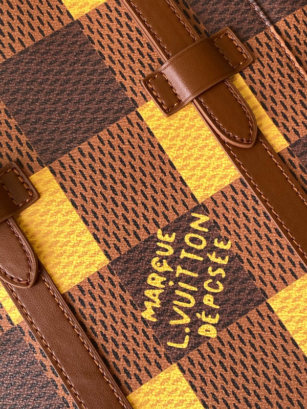 ZAINO CHRISTOPHER 48 IN TELA DAMIER GIALLA MARRONE