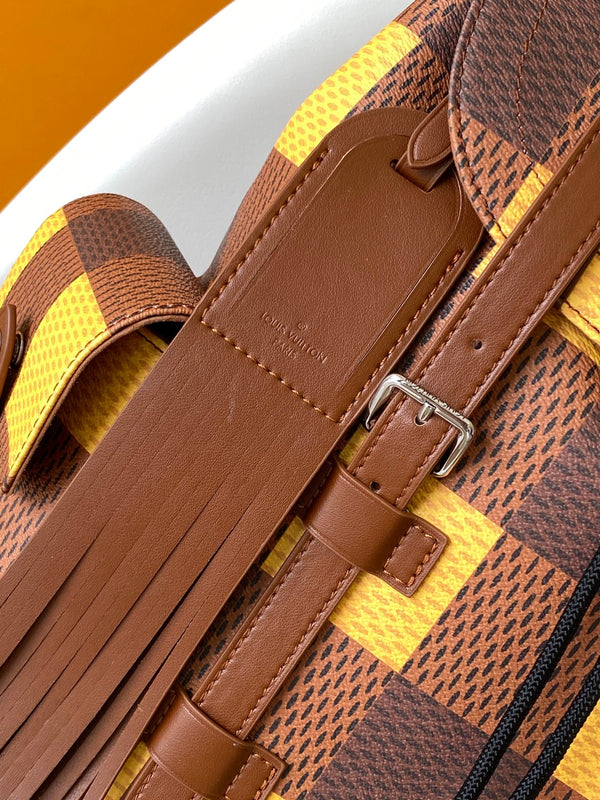 ZAINO CHRISTOPHER 48 IN TELA DAMIER GIALLA MARRONE