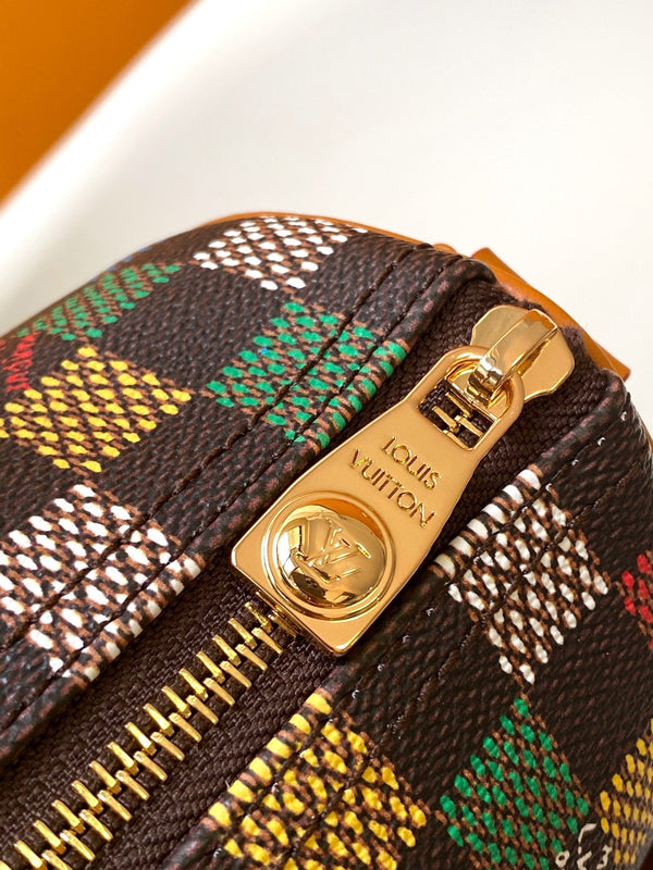 Lv Keepall Bandouliere 25 Tela Damier Ebene multicolore GHW