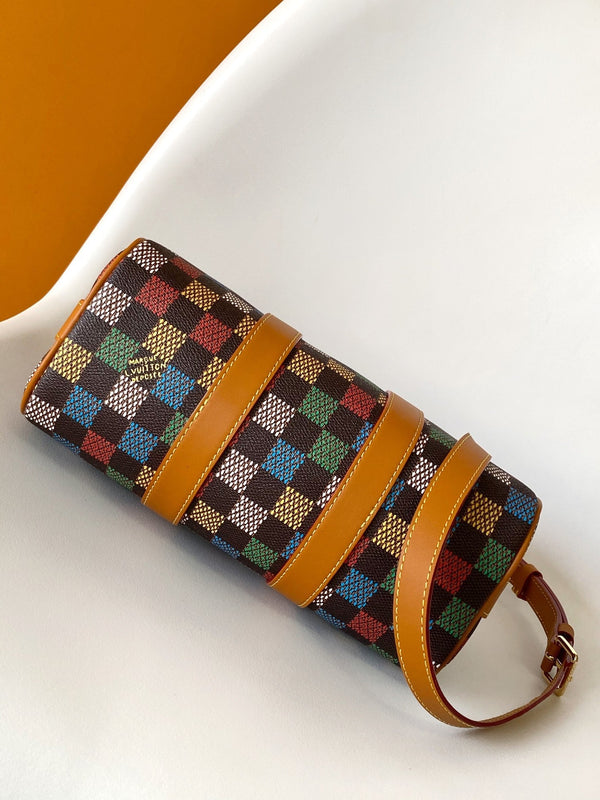 Lv Keepall Bandouliere 25 Tela Damier Ebene multicolore GHW