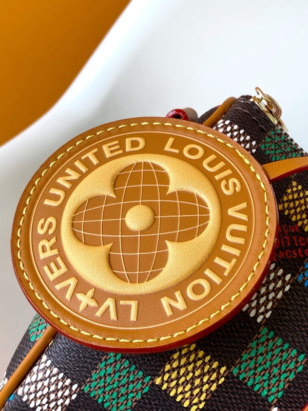 Lv Keepall Bandouliere 25 Tela Damier Ebene multicolore GHW