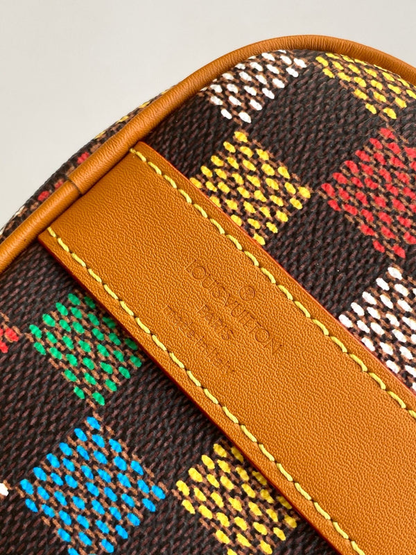 Lv Keepall Bandouliere 25 Tela Damier Ebene multicolore GHW