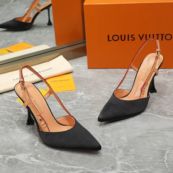 LV Blossom Slingback Pump Black Embroidered fabric 833401