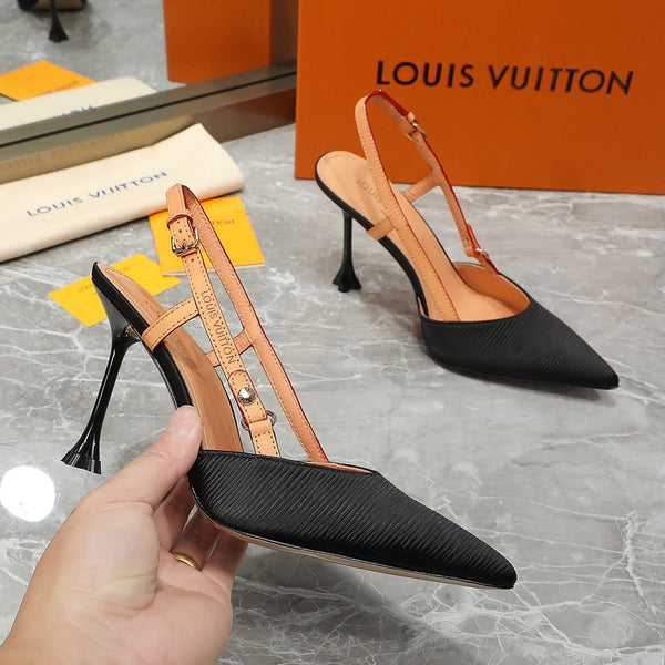 LV Blossom Slingback Pump Black Embroidered fabric 833401