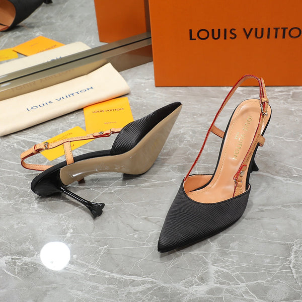 LV Blossom Slingback Pump Black Embroidered fabric 833401