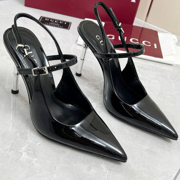 GC 25 Heeled 95mm Slingback Pump Black Patent Leather 293865