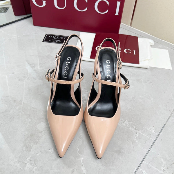 GC 25 Heeled 95mm Slingback Pump Nude Patent Leather 293866