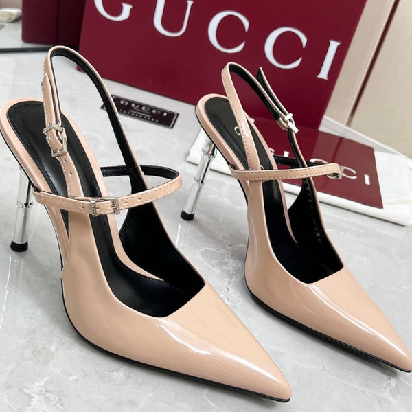 GC 25 Heeled 95mm Slingback Pump Nude Patent Leather 293866