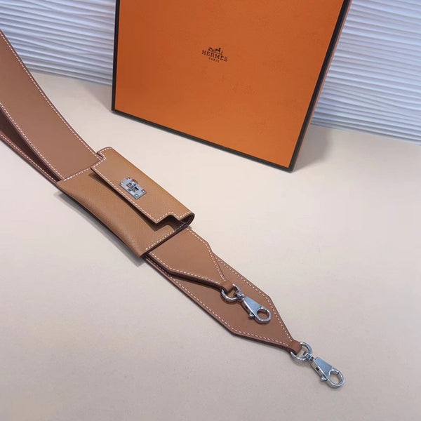 Tracolla Kelly Pocket 50mm marrone Epsom con hardware argentato