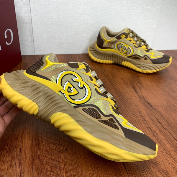 GG Men's Ripple Sneaker Brown Yellow Mesh 536992