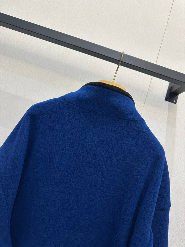 Miu Veste zippée à capuche en polaire brodée Cachemire bleu foncé 346106