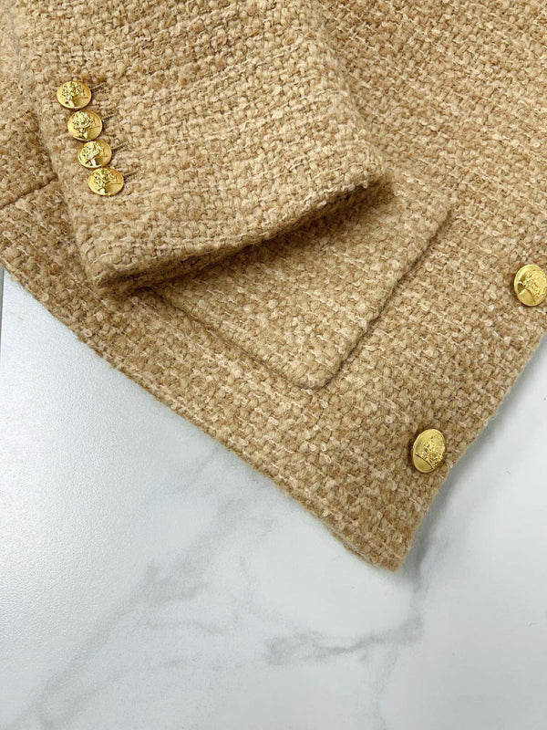 Celine Jacket Khaki Gold Wool Cotton 290462