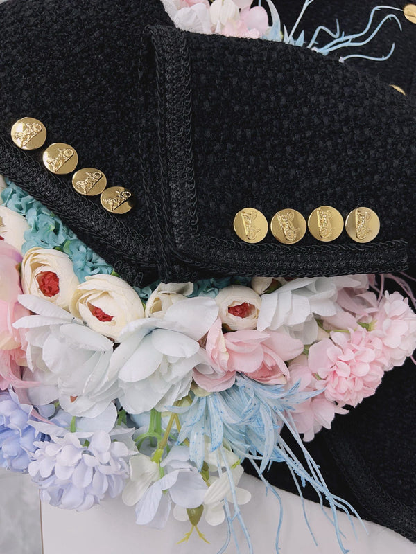 Celine Jacket Black Gold Wool Cotton 290442