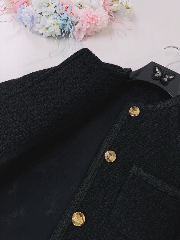 Celine Jacket Black Gold Wool Cotton 290442