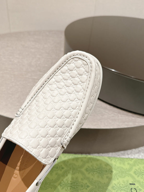 GG Men's 25 Loafer White Calfskin 592174