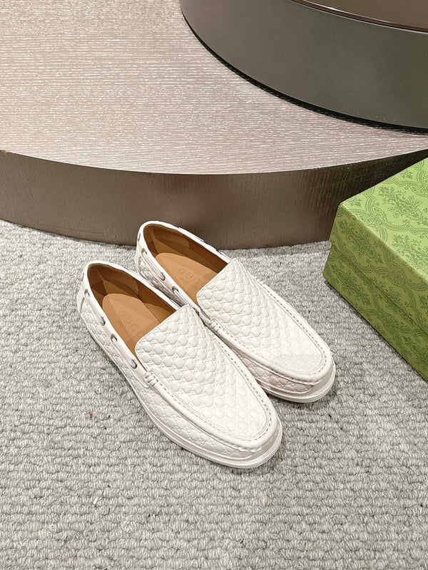 GG Men's 25 Loafer White Calfskin 592174