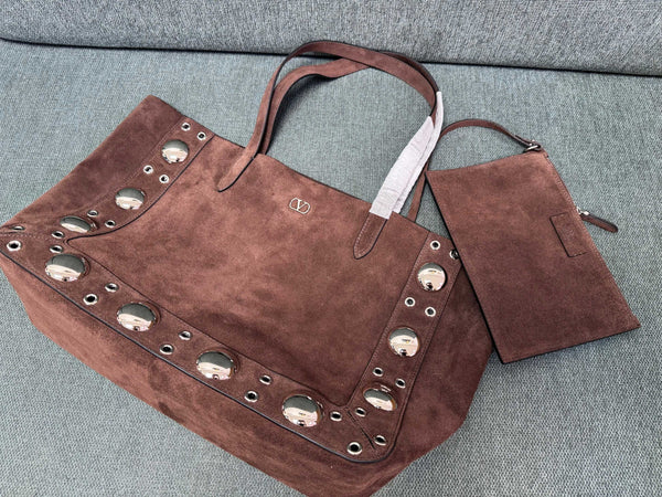 Valentino Garavani tote dark brown suede 555249
