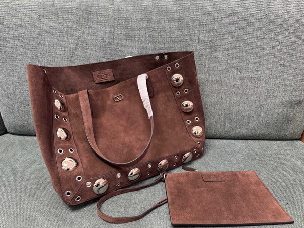 Valentino Garavani tote dark brown suede 555249