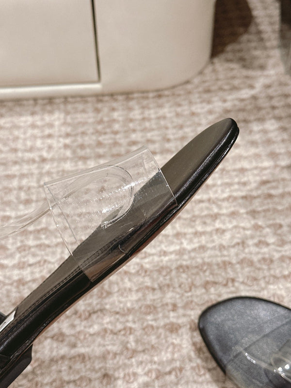 ALAIA SANDAL IN BLACK CALFSKN AND FILM WITH CRYSTAL