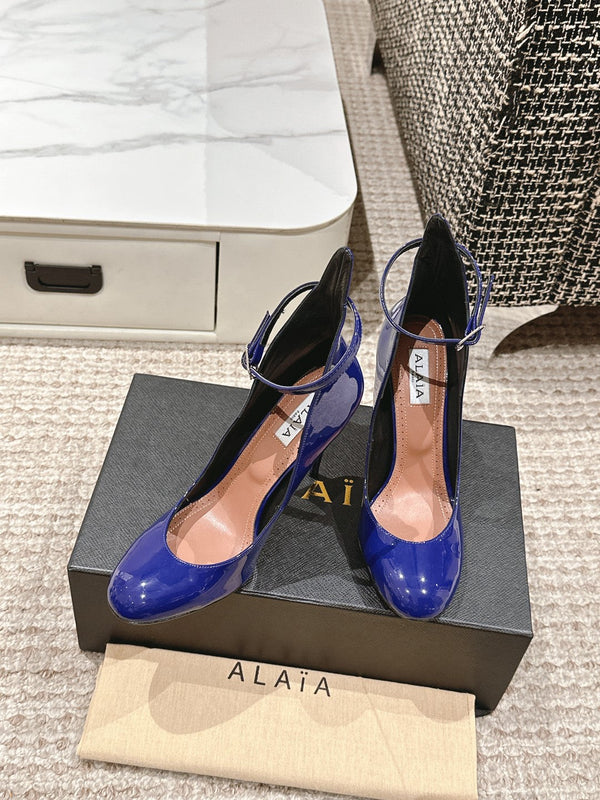 DÉCOLLETÉ ALAIA A PUNTA TONDA 10 CM IN PELLE DI VITELLO BLU NAVY