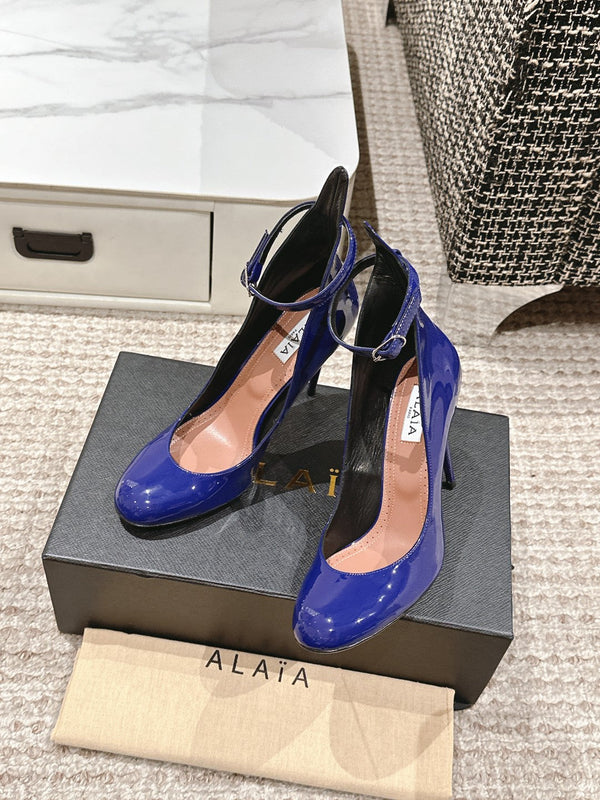 DÉCOLLETÉ ALAIA A PUNTA TONDA 10 CM IN PELLE DI VITELLO BLU NAVY