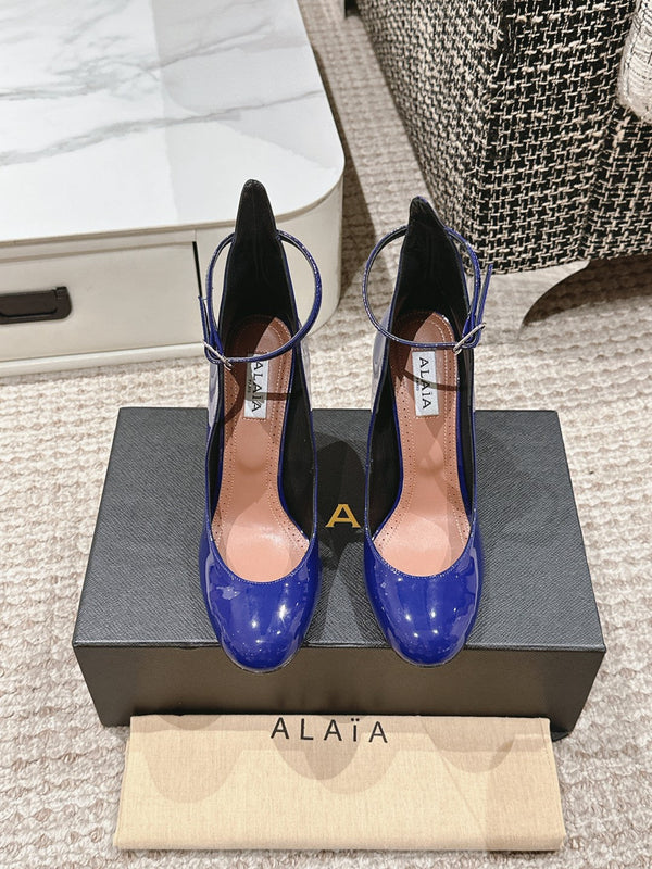 DÉCOLLETÉ ALAIA A PUNTA TONDA 10 CM IN PELLE DI VITELLO BLU NAVY