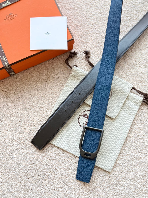 HM Jockey Buckle Belt 38mm Prussian blue Black Leather 187521