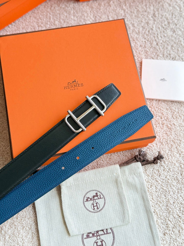 HM Silver Buckle 32mm Royal Belt Prussian Blue Leather 188419