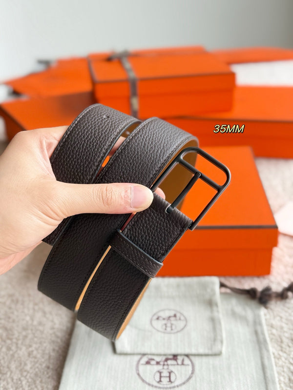 HM 35mm Romain Belt Brown Chocolate Leather 188397