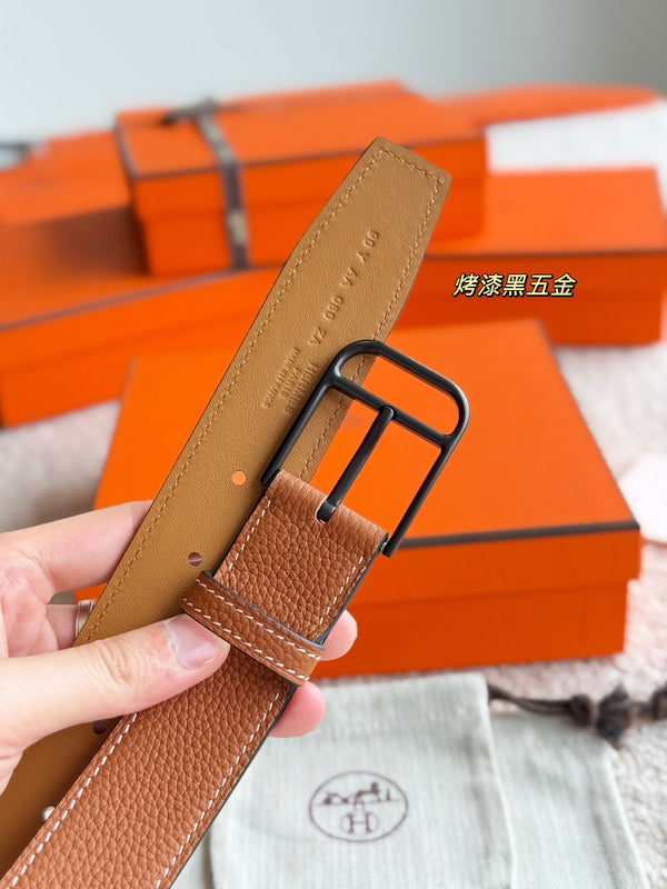 HM 35mm Romain Belt Brown Leather 188395