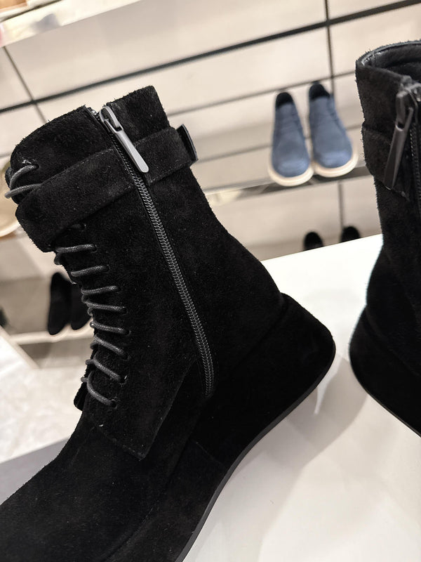 The Row SS2025 Boots With Strap Black Suede 543368
