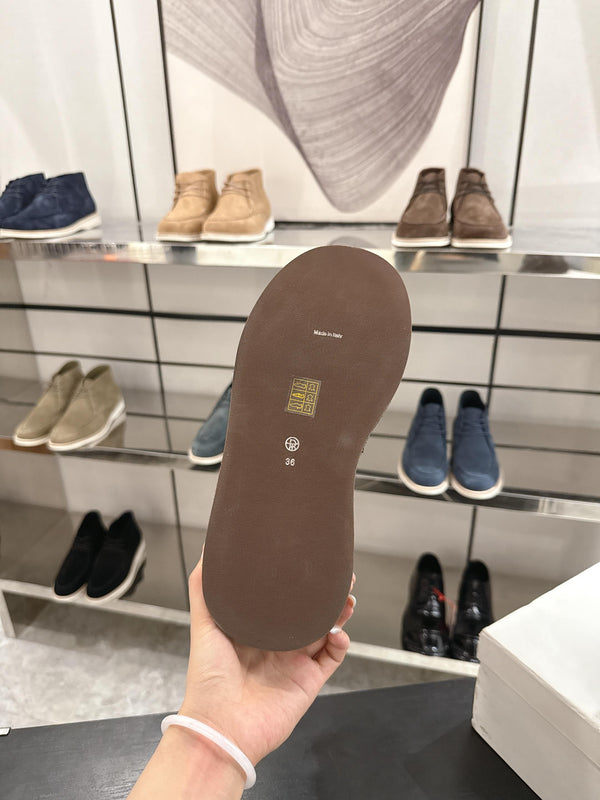 The Row SS2025 Boots With Strap Dark Brown Suede 543370