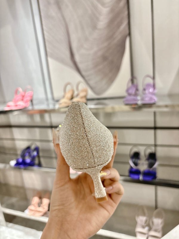 Escarpins Jimmy Choo Auria 70 en tissu pailleté caviar or clair et doux 597653