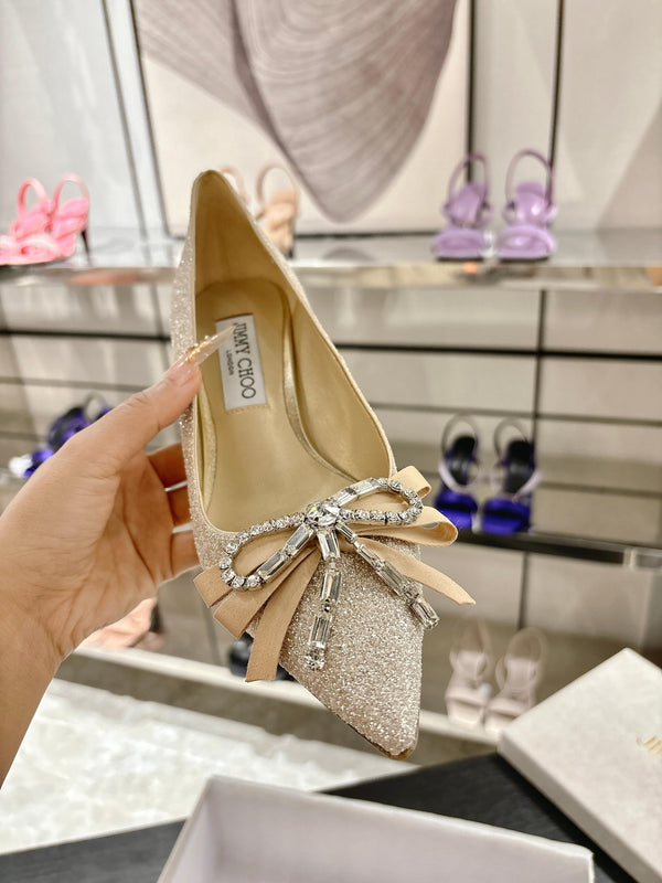 Escarpins Jimmy Choo Auria 70 en tissu pailleté caviar or clair et doux 597653