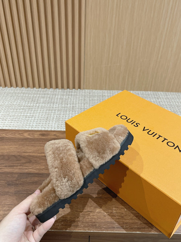 LV Sunset Flat Comfort Mule in lana marrone latte