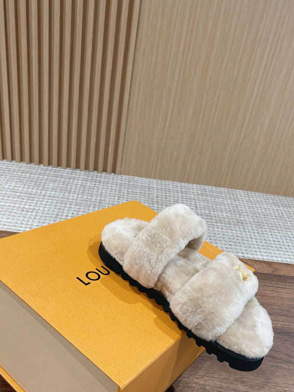 LV Sunset Flat Comfort Mule Light Brown Wool