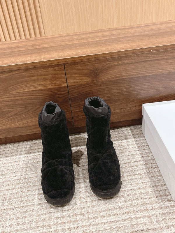 CD Ankle Boots Black Fleece And Windbreaker Fabric