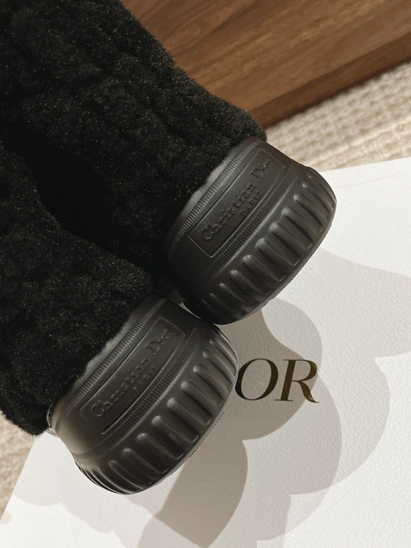 CD Ankle Boots Black Fleece And Windbreaker Fabric