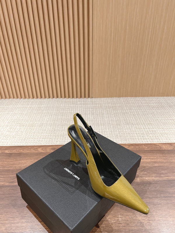 SL DUNE SLINGBACK PUMPS MUSTARD POLISHED CALFSKIN