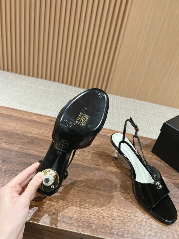 high heel 70 sandals black white patent calfskin