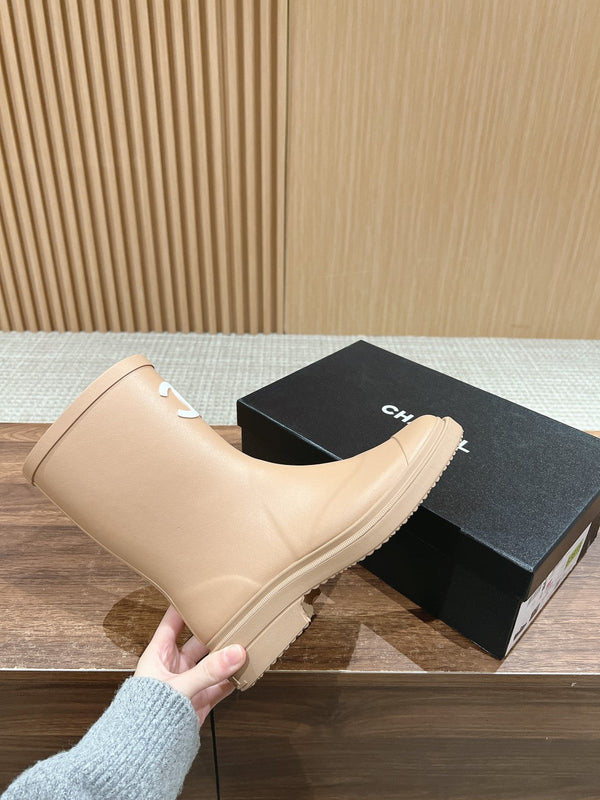 CC RAIN BOOTS BEIGE CREAM TPU WITH WHITE LOGO