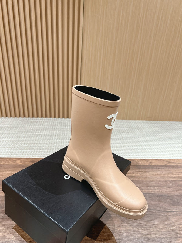CC RAIN BOOTS BEIGE CREAM TPU WITH WHITE LOGO
