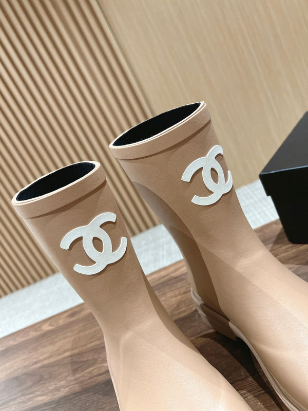 CC RAIN BOOTS BEIGE CREAM TPU WITH WHITE LOGO