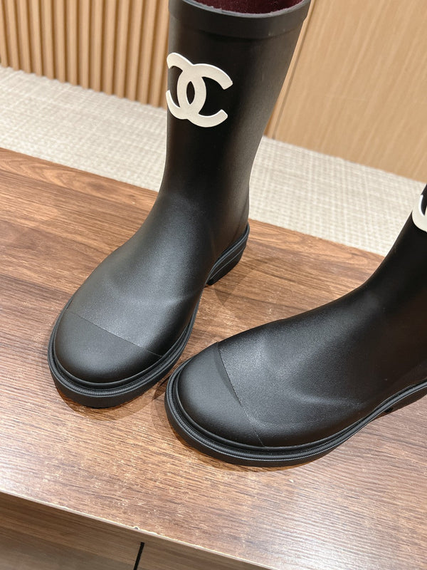 CC RAIN BOOTS BLACK TPU WITH WHITE LOGO