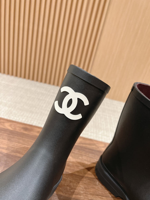 CC RAIN BOOTS BLACK TPU WITH WHITE LOGO