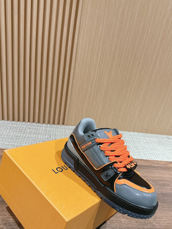 LV Trainer Maxi Sneaker Gray Mix Orange Calfskin