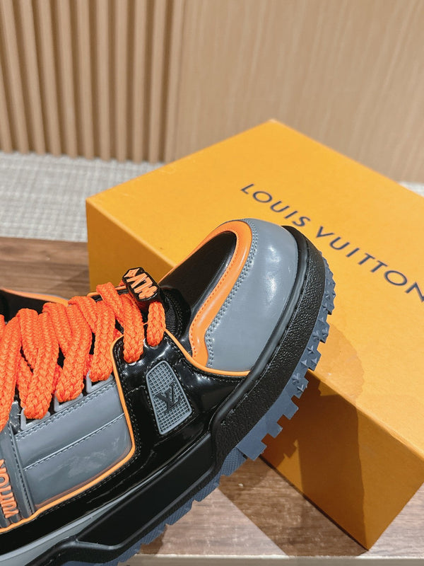 LV Trainer Maxi Sneaker Gray Mix Orange Calfskin